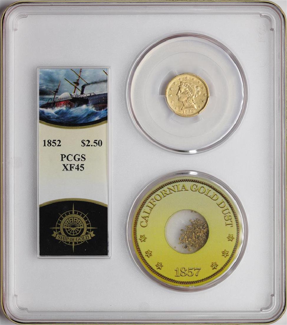 S.S. Central America Shipwreck 1852 $2 1/2 Quarter: One S.S. Central America 1852 $2 1/2 Liberty Head Quarter Eagle Gold Coin PCGS XF45. On September 3, 1857 the S.S. Central America left Panama for New York carrying up to 20 tons of gold, on September