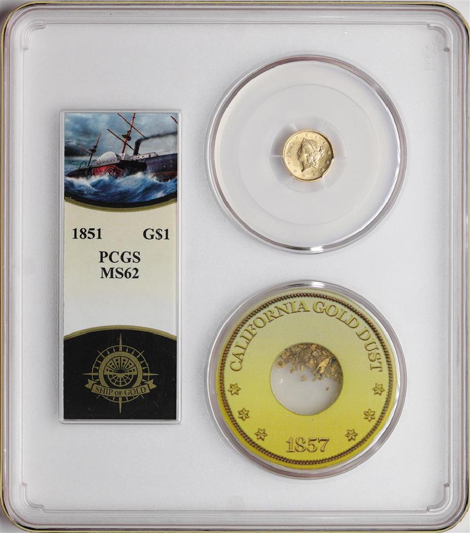 S.S. Central America Shipwreck 1851 $1 Liberty Head: One S.S. Central America 1851 $1 Liberty Head Gold Dollar Coin PCGS MS62. On September 3, 1857 the S.S. Central America left Panama for New York carrying up to 20 tons of gold, on September 10 they en