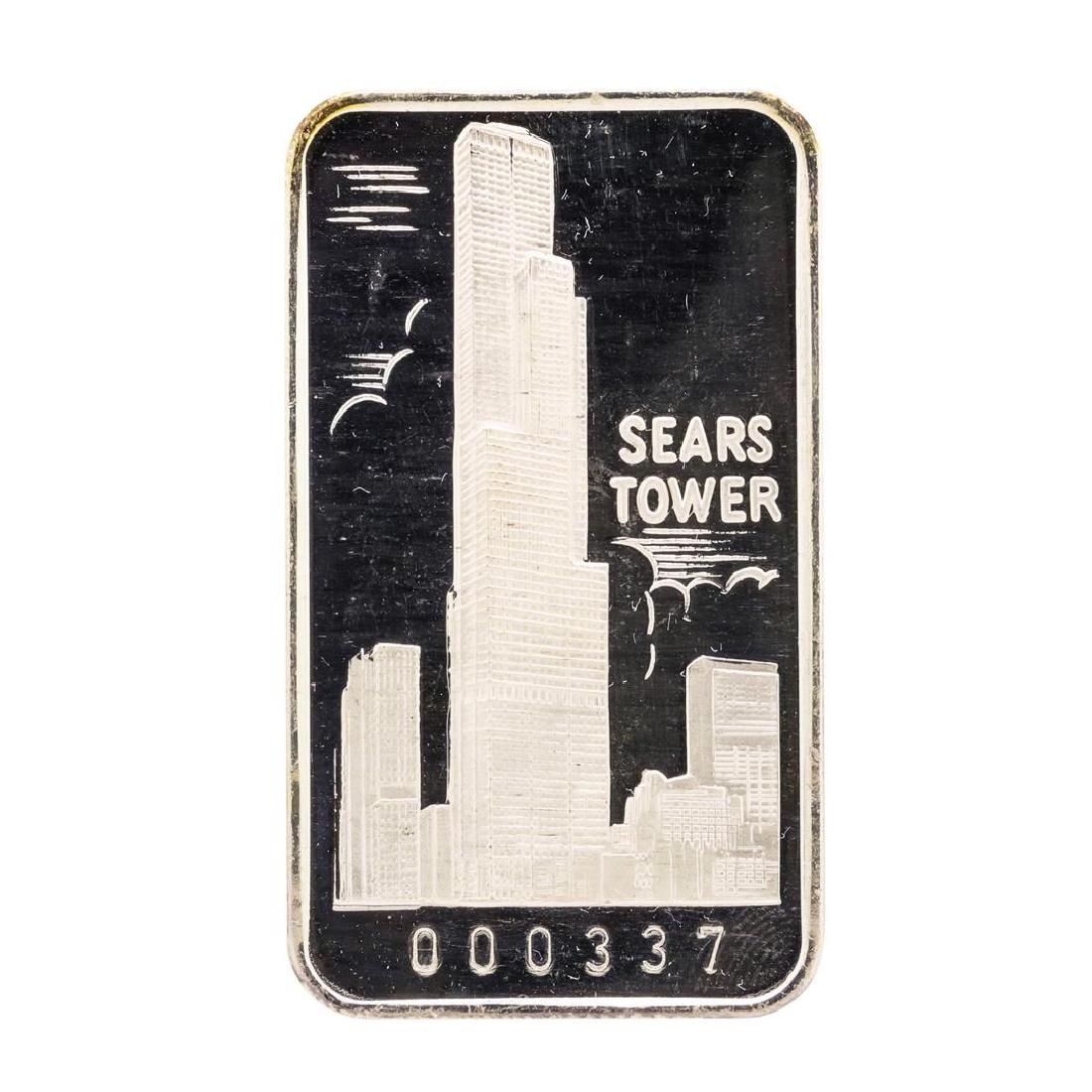 The First National Bank of Chicago Sears Tower 1 oz: One The First National Bank of Chicago Sears Tower 1 oz .999 Fine Silver Art Bar.