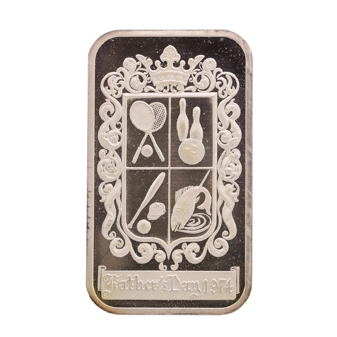 1974 Fathers Day Madison Mint 1 oz .999 Fine Silver Art: One 1974 Fathers Day Madison Mint 1 oz .999 Fine Silver Art Bar.