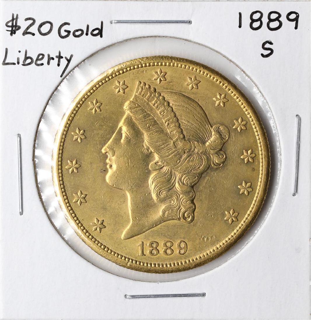 1899-S $20 Liberty Head Double Eagle Gold Coin: One 1899-S $20 Liberty Head Double Eagle Gold Coin.