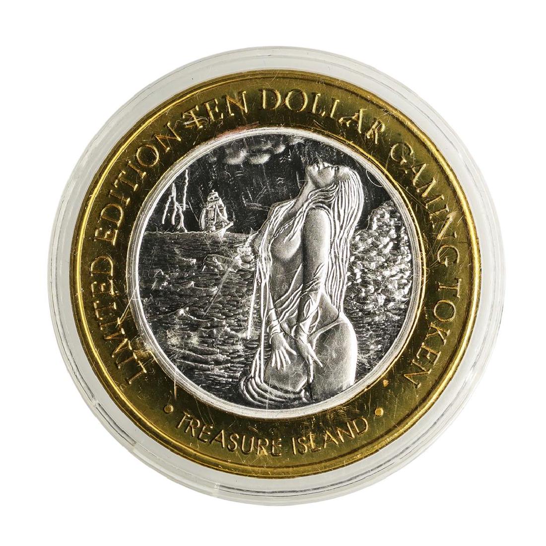 .999 Silver Treasure Island Las Vegas, Nevada $10: One .999 Silver Treasure Island Las Vegas, Nevada $10 Casino Limited Edition Gaming Token.