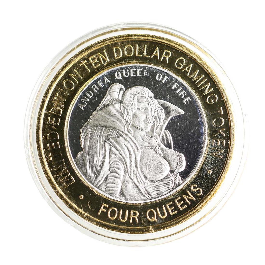 .999 Silver Four Queens Casino Hotel Las Vegas $10: One .999 Silver Four Queens Casino Hotel Las Vegas $10 Limited Edition Gaming Token.