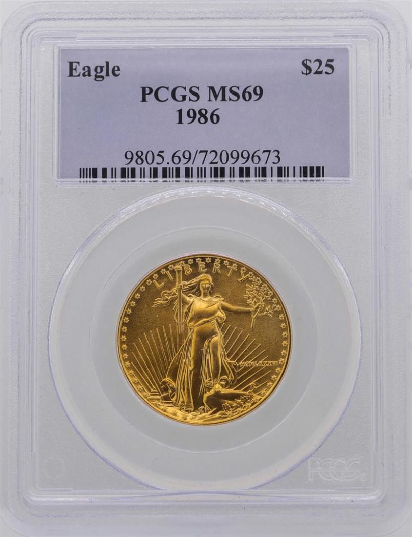 1986 $25 American Gold Eagle Coin PCGS MS69: One 1986 $25 American Gold Eagle Coin PCGS MS69. PCGS Graded.