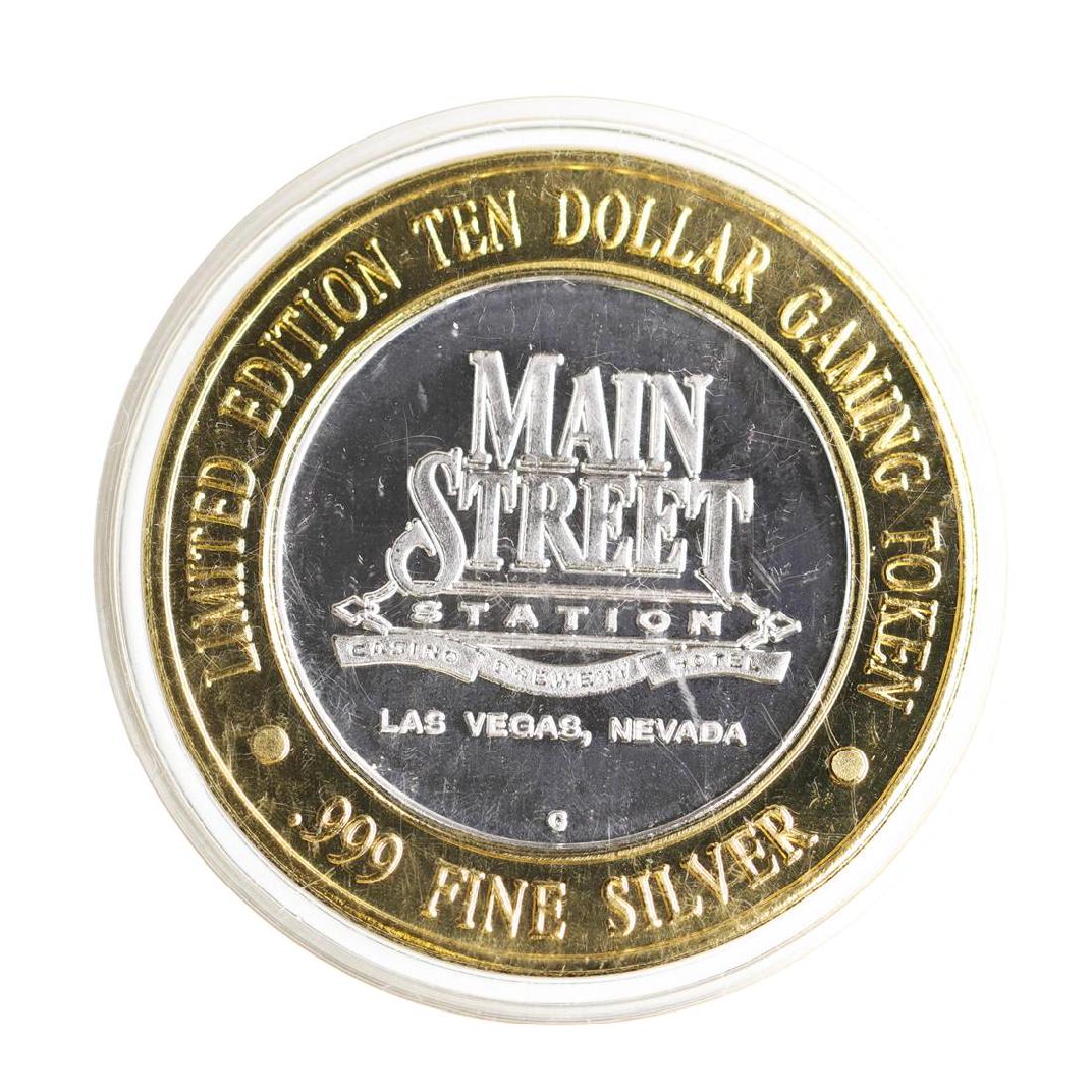 .999 Silver Main Street Station Las Vegas, NV $10: One .999 Silver Main Street Station Las Vegas, NV $10 Limited Edition Casino Gaming Token.
