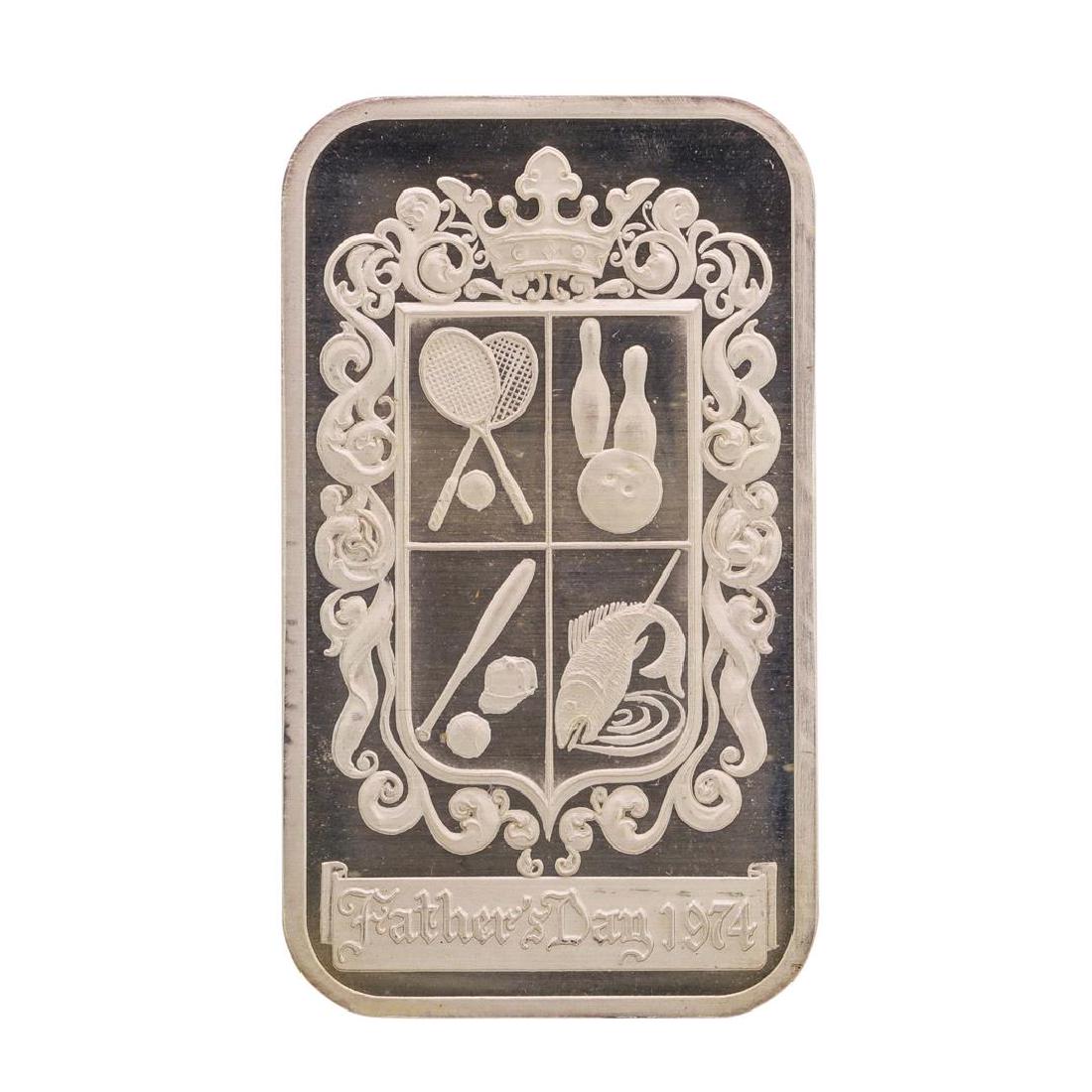1974 Fathers Day Madison Mint 1 oz .999 Fine Silver Art: One 1974 Fathers Day Madison Mint 1 oz .999 Fine Silver Art Bar.