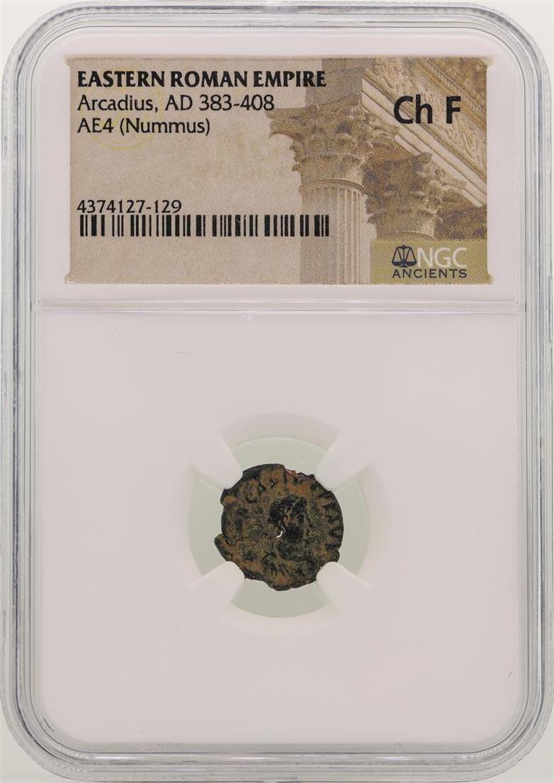 Arcadius 383-408 AD Ancient Eastern Roman Empire NGC Ch: One Arcadius 383-408 AD Ancient Eastern Roman Empire NGC Ch F. NGC Certified.