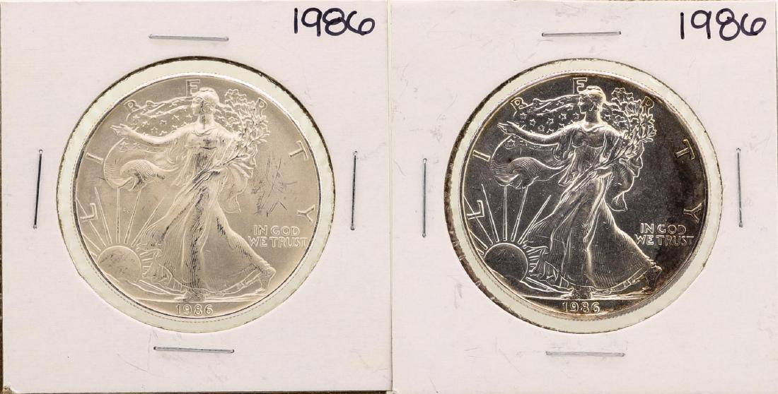 Lot of (2) 1986 $1 American Silver Eagle Coins: One Lot of (2) 1986 $1 American Silver Eagle Coins.