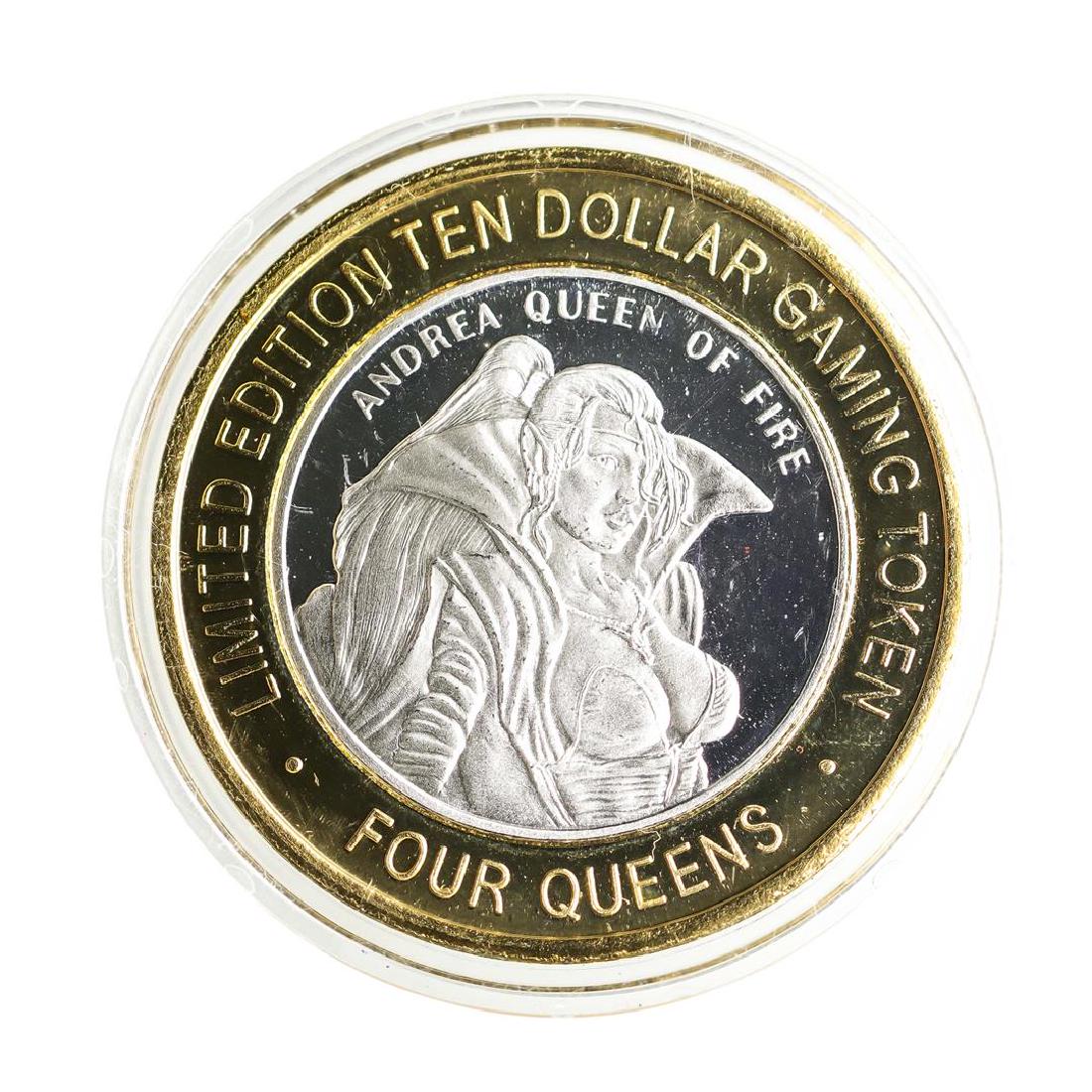 .999 Silver Four Queens Casino Hotel Las Vegas $10: One .999 Silver Four Queens Casino Hotel Las Vegas $10 Limited Edition Gaming Token.