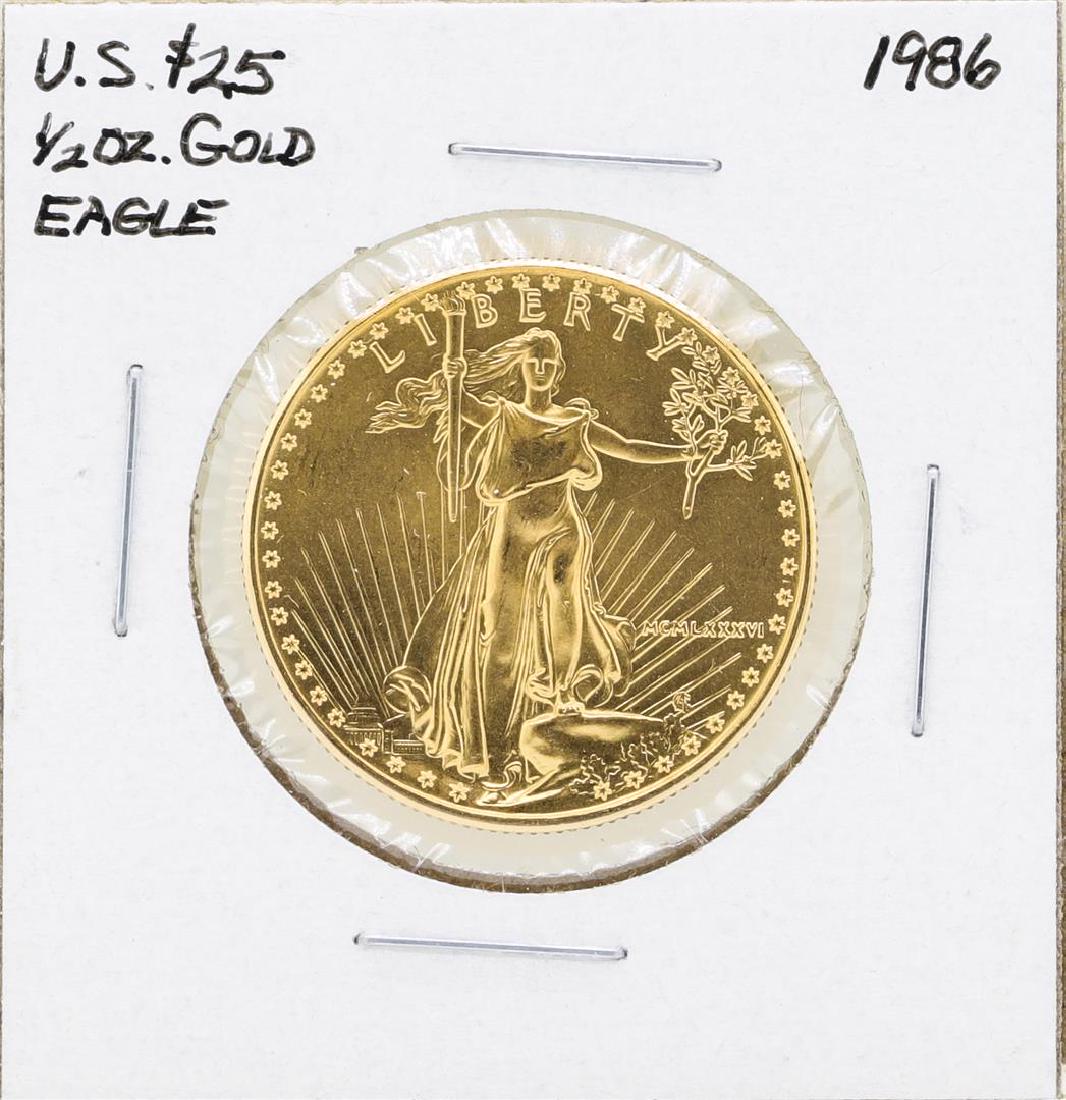 1986 $25 American Gold Eagle Coin: One 1986 $25 American Gold Eagle Coin.
