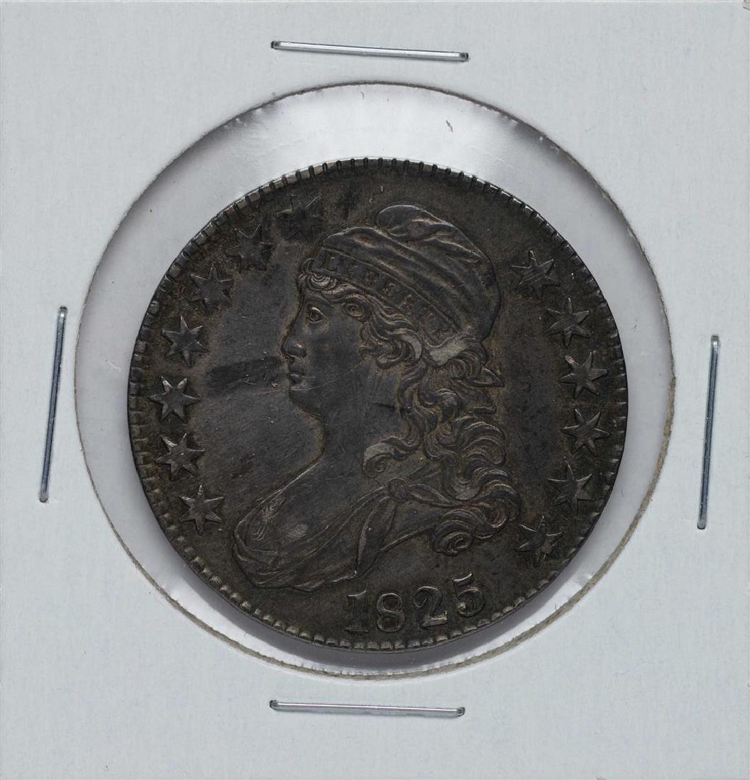 1825 Capped Bust Half Dollar Coin: One 1825 Capped Bust Half Dollar Coin.