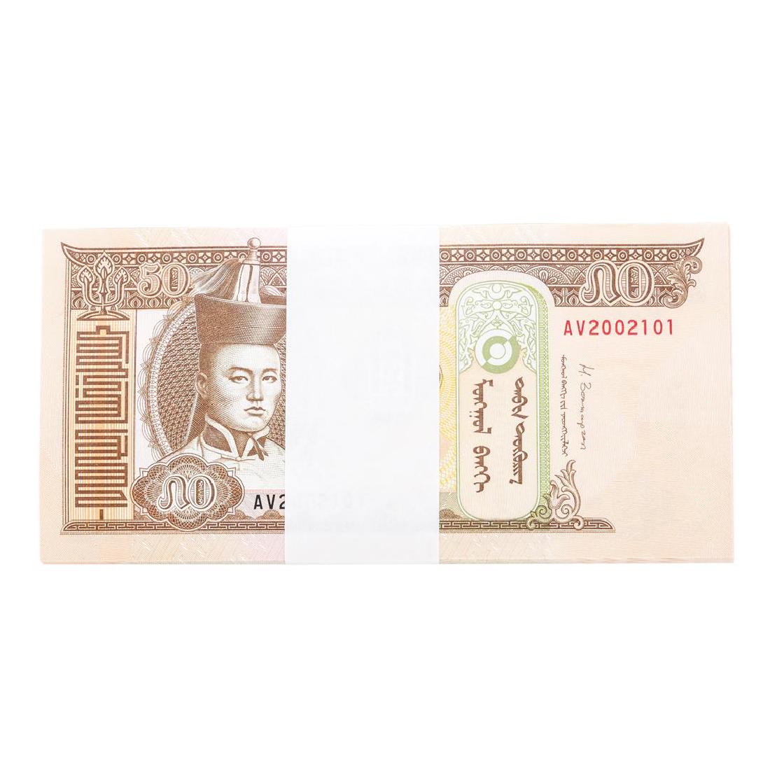 Pack of (100) Consecutive Mongolia 50 Tugrik: One Pack of (100) Consecutive Mongolia 50 Tugrik Uncirculated Notes.