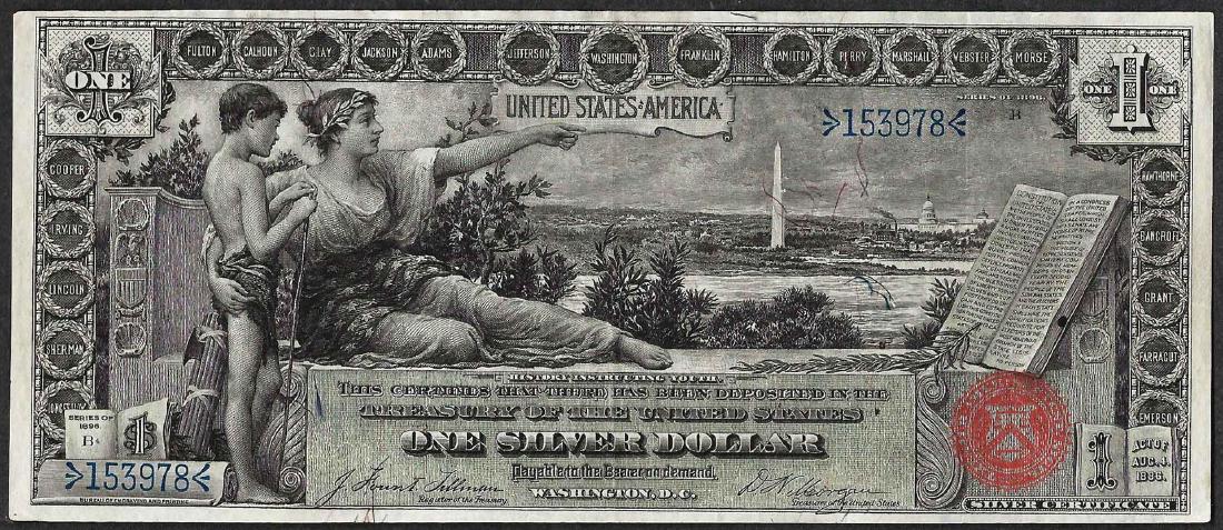 1896 $1 Educational Silver Certificate Note: One 1896 $1 Educational Silver Certificate Note.