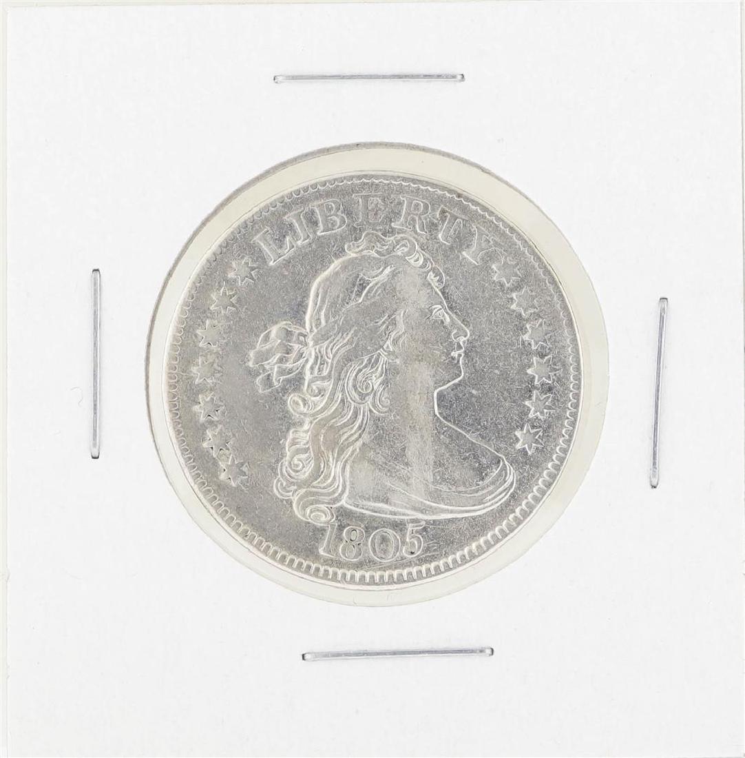 1805 Draped Bust Quarter Silver Coin: One 1805 Draped Bust Quarter Silver Coin.