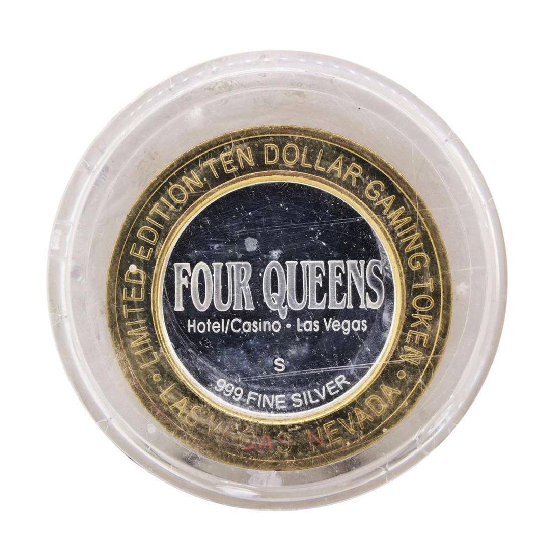 .999 Silver Four Queens Casino Hotel Las Vegas $10: One .999 Silver Four Queens Casino Hotel Las Vegas $10 Limited Edition Gaming Token.