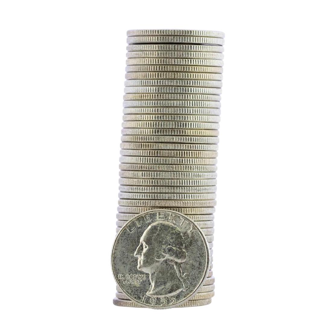 Roll of (40) 1955 Brilliant Uncirculated Washington: One Roll of (40) 1955 Brilliant Uncirculated Washington Quarter Coins.