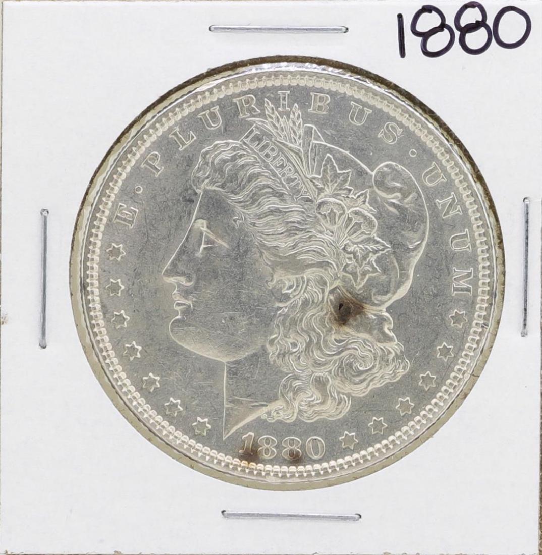 1880 $1 Morgan Silver Dollar Coin: One 1880 $1 Morgan Silver Dollar Coin.