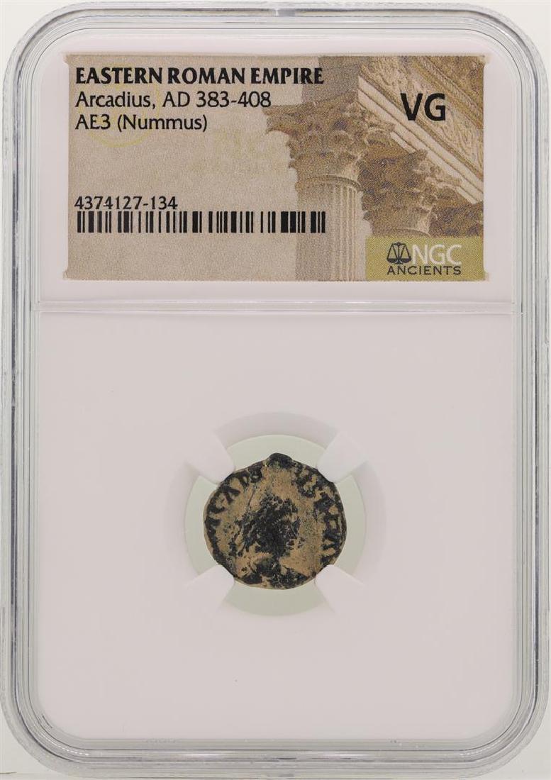 Arcadius 383-408 AD Ancient Eastern Roman Empire NGC VG: One Arcadius 383-408 AD Ancient Eastern Roman Empire NGC VG. NGC Certified.