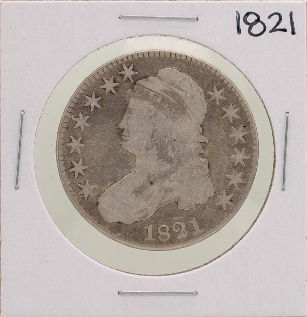 1821 Capped Bust Half Dollar Coin: One 1821 Capped Bust Half Dollar Coin.
