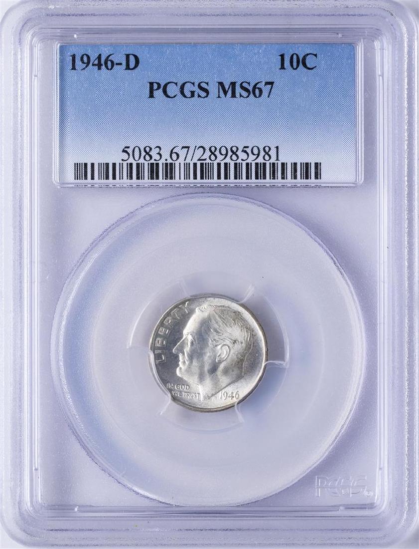1946-D Roosevelt Dime Coins PCGS MS67: One 1946-D Roosevelt Dime Coins PCGS MS67. PCGS Graded.