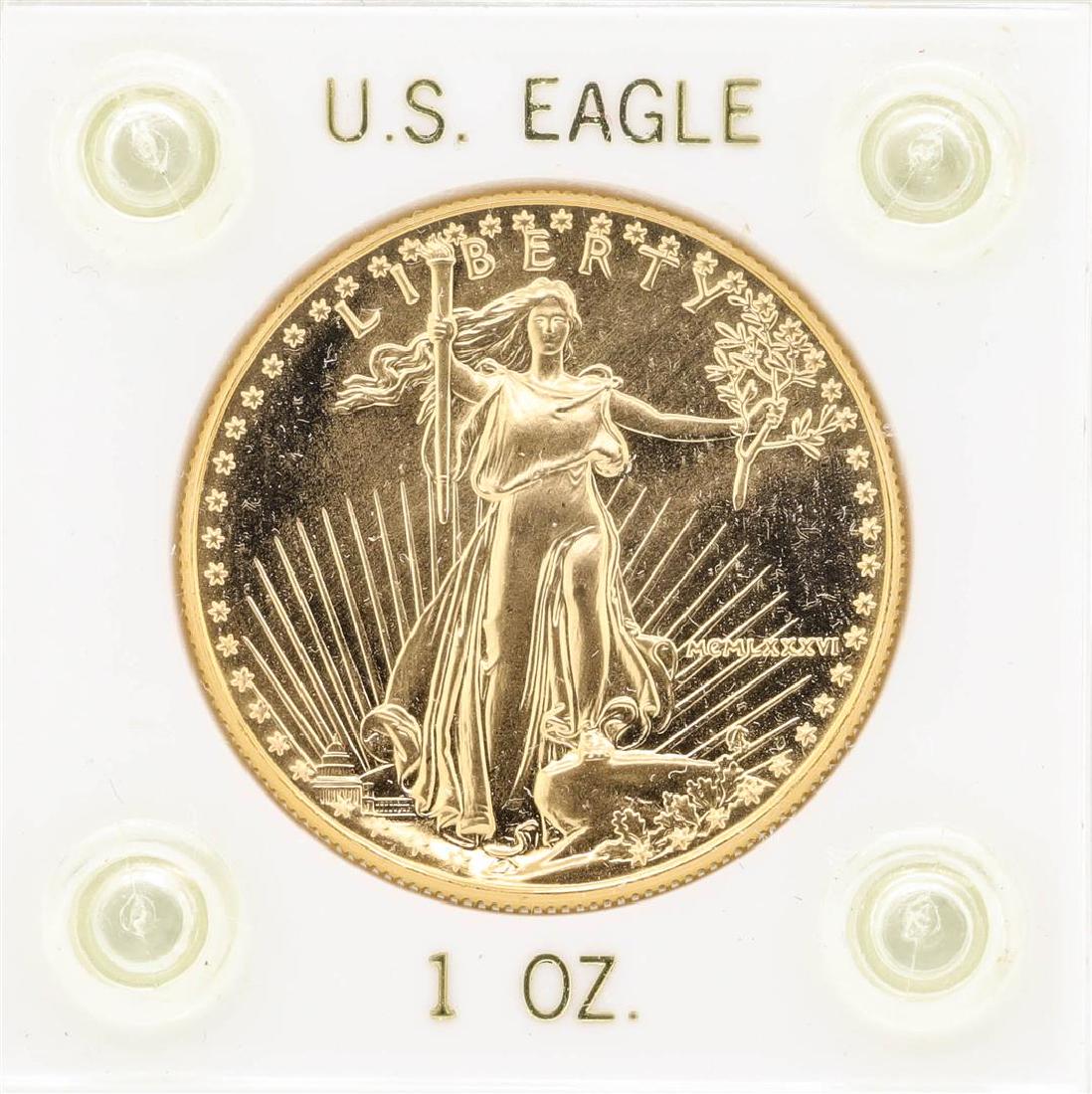 1986 $50 American Gold Eagle Coin: One 1986 $50 American Gold Eagle Coin.
