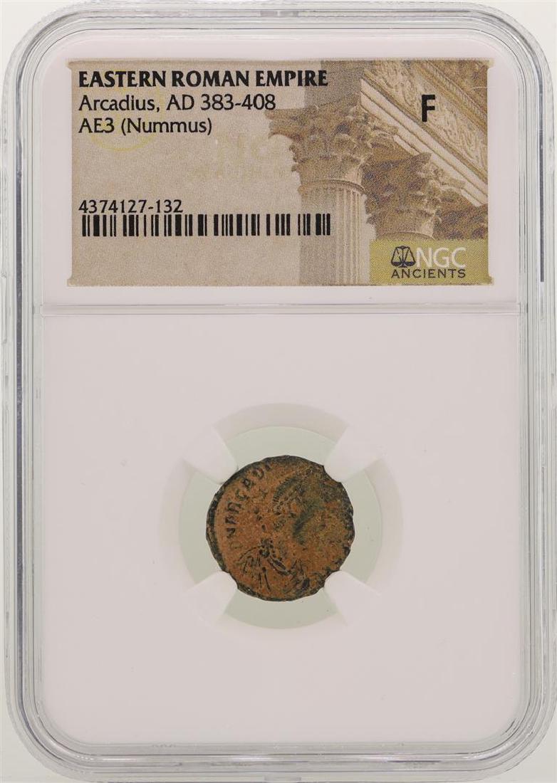 Arcadius 383-408 AD Ancient Eastern Roman Empire NGC F: One Arcadius 383-408 AD Ancient Eastern Roman Empire NGC F. NGC Certified.