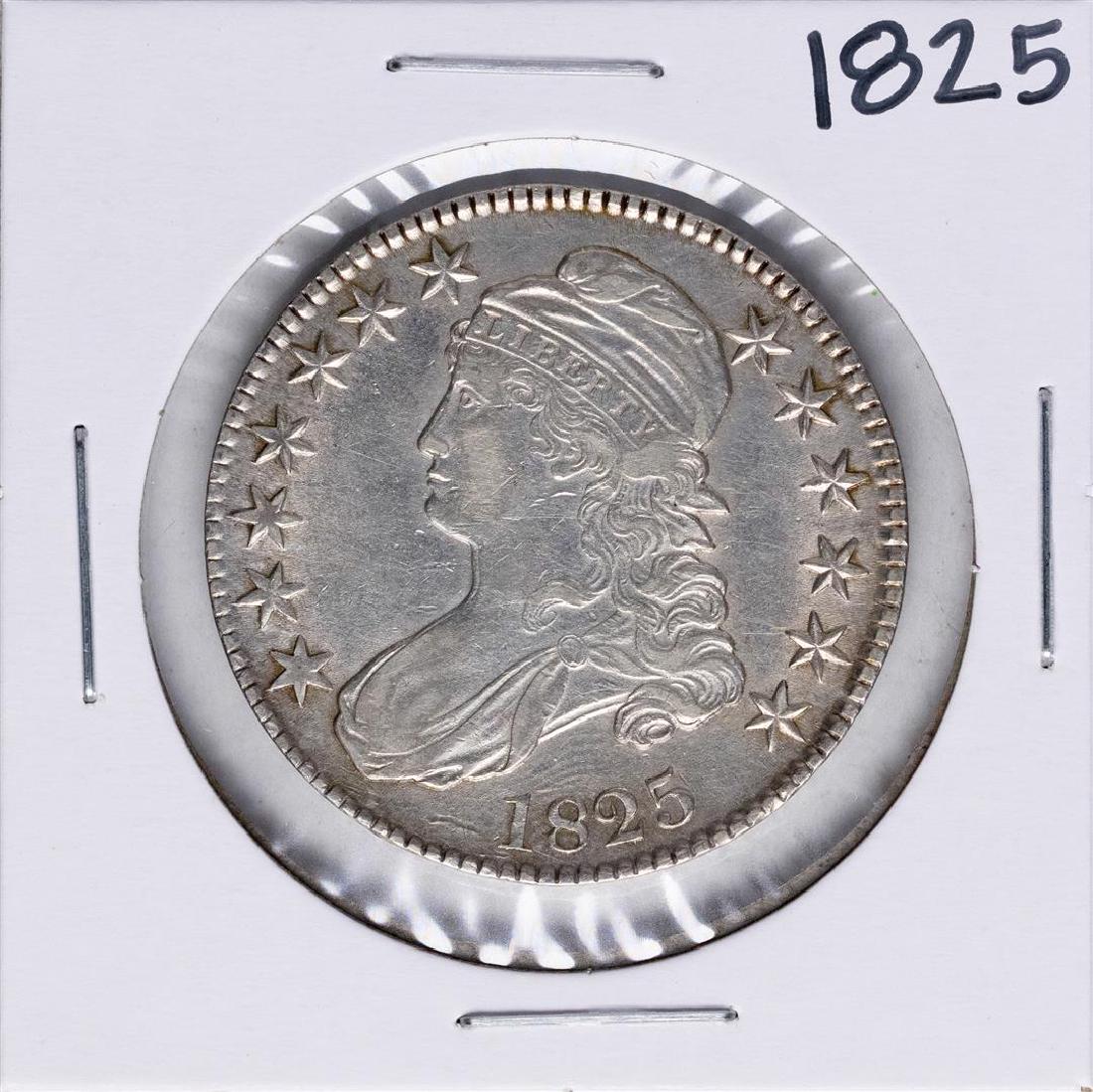 1825 Capped Bust Half Dollar Coin: One 1825 Capped Bust Half Dollar Coin.