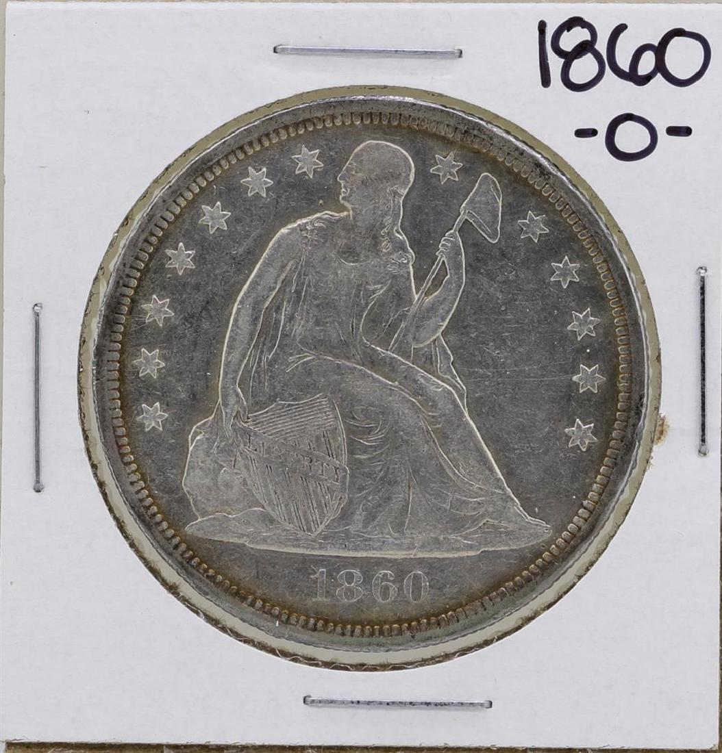 1860-O $1 Seated Liberty Silver Dollar Coin: One 1860-O $1 Seated Liberty Silver Dollar Coin.