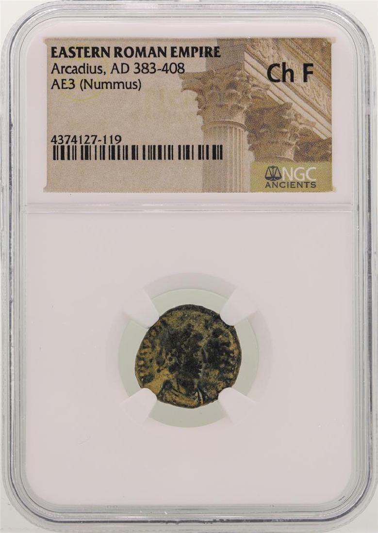 Arcadius 383-408 AD Ancient Eastern Roman Empire NGC Ch: One Arcadius 383-408 AD Ancient Eastern Roman Empire NGC Ch F. NGC Certified.