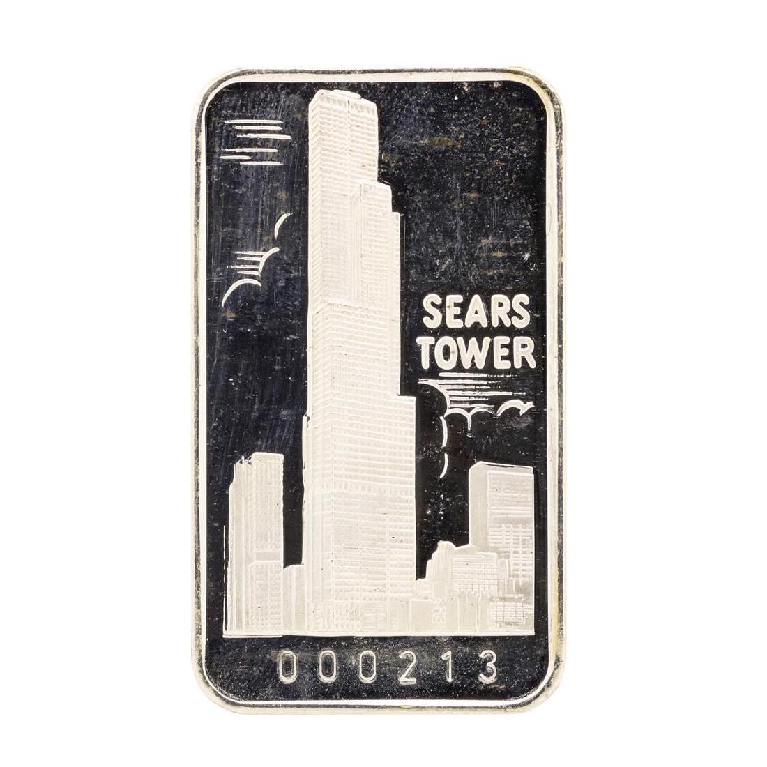 The First National Bank of Chicago Sears Tower 1 oz: One The First National Bank of Chicago Sears Tower 1 oz .999 Fine Silver Art Bar.