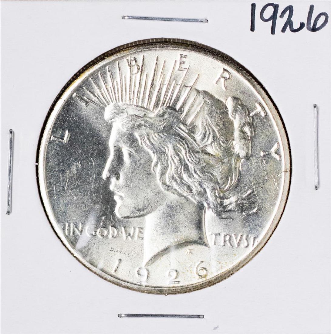 1926 $1 Peace Silver Dollar Coin: One 1926 $1 Peace Silver Dollar Coin.