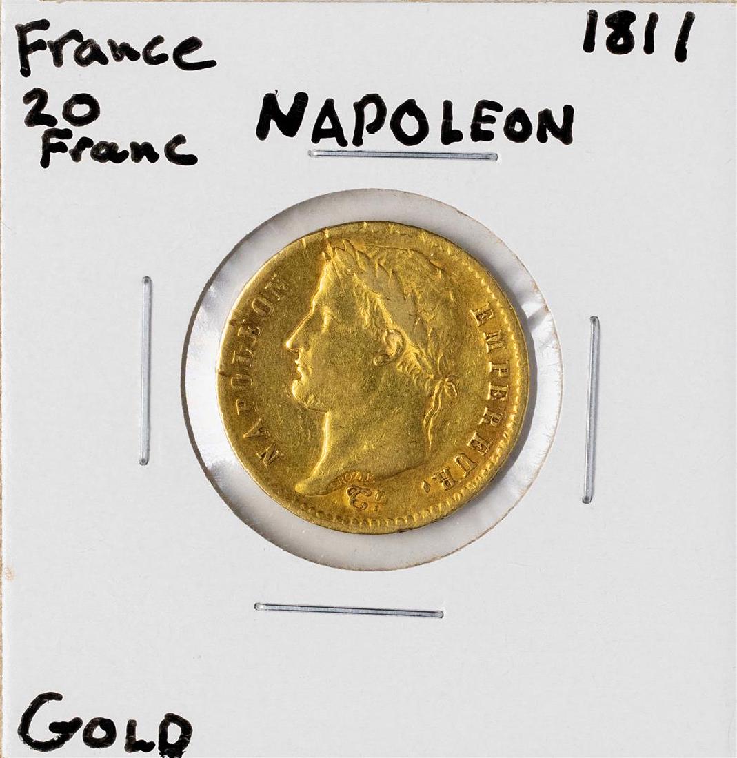 1811 France 20 Francs Napoleon Gold Coin: One 1811 France 20 Francs Napoleon Gold Coin.