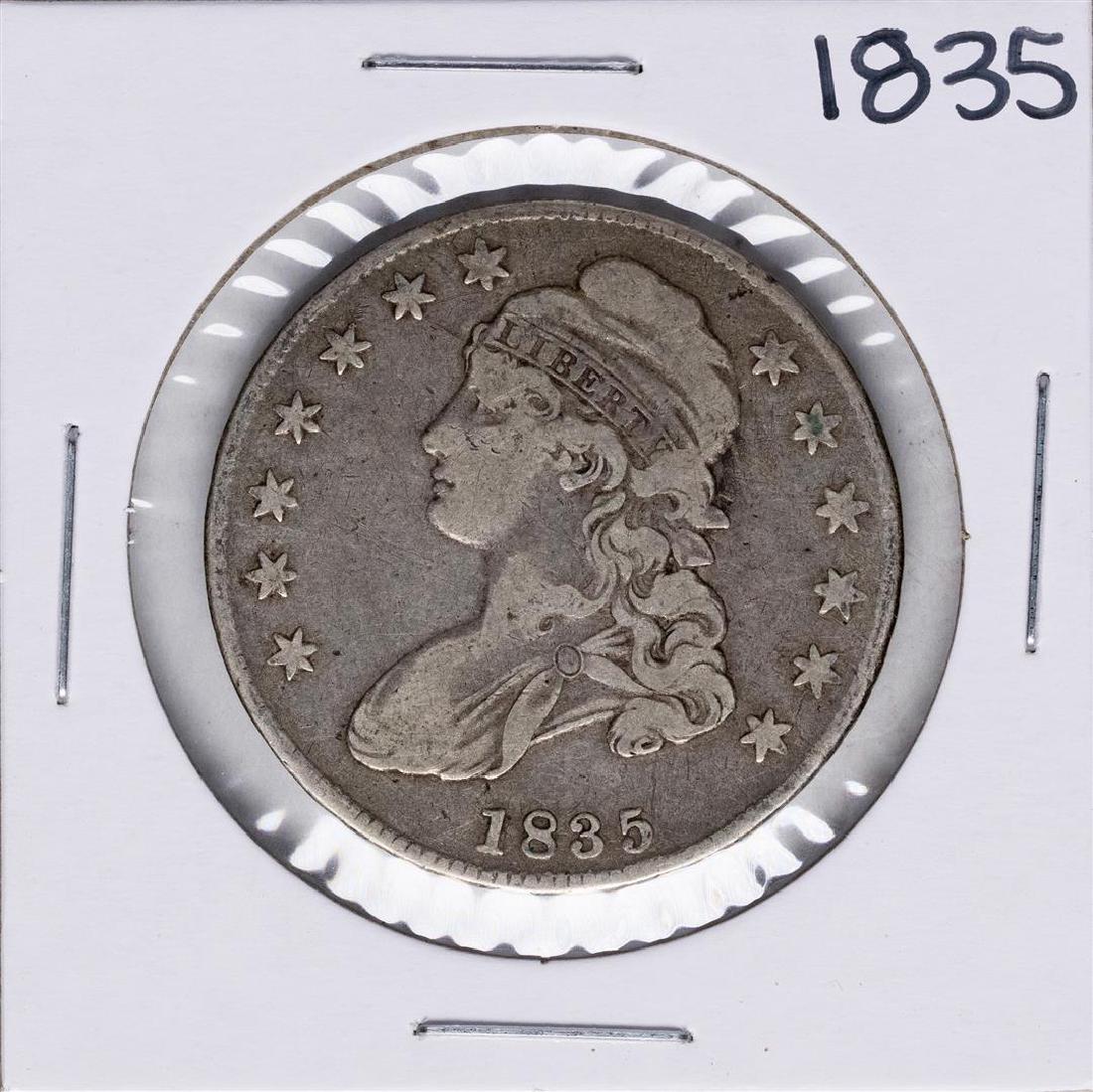 1835 Capped Bust Half Dollar Coin: One 1835 Capped Bust Half Dollar Coin.