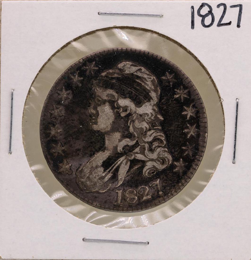 1827 Capped Bust Half Dollar Coin: One 1827 Capped Bust Half Dollar Coin.
