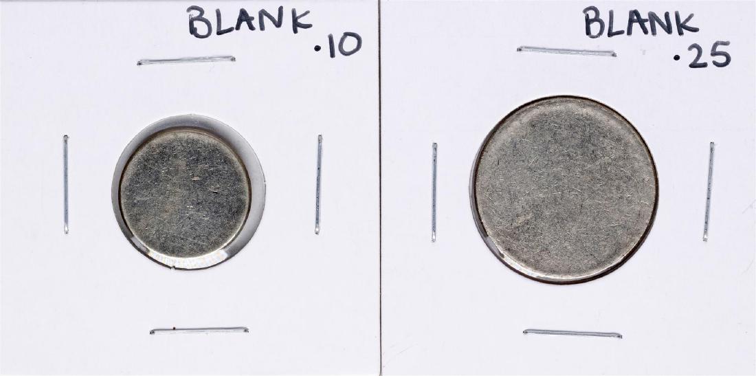 Set of Blank Clad Dime & Quarter Planchet Coin ERRORS: One Set of Blank Clad Dime & Quarter Planchet Coin ERRORS.
