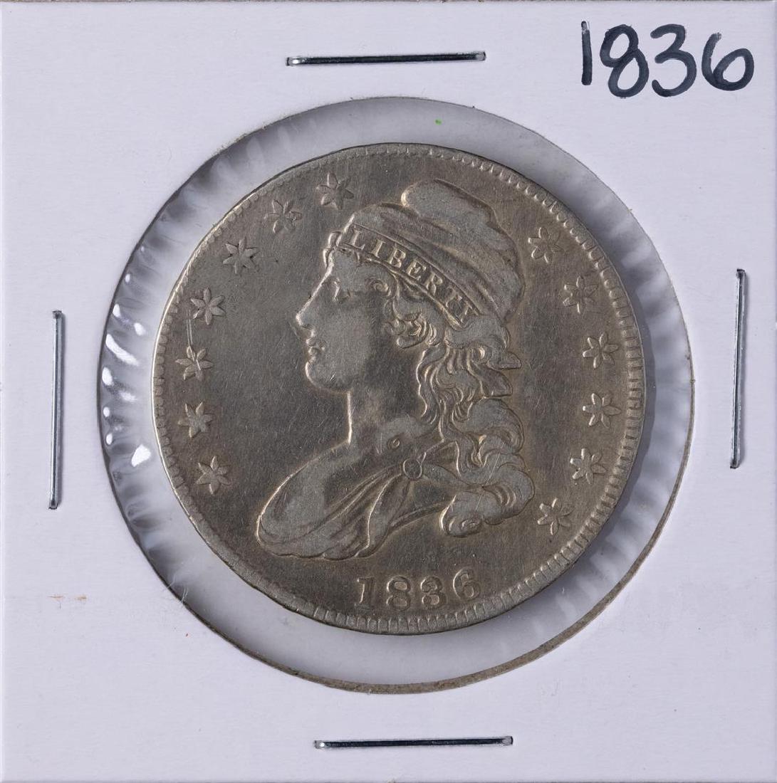 1836 Capped Bust Half Dollar Coin: One 1836 Capped Bust Half Dollar Coin.