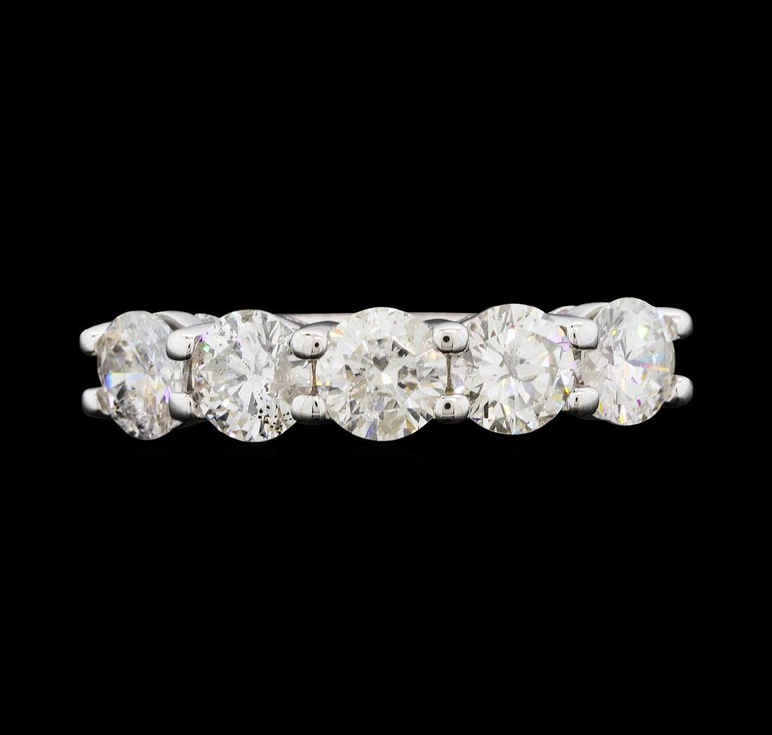 14KT White Gold 1.96 ctw Diamond Ring: One electronically tested 14KT white gold lady's cast wedding ring with a straight line five stone motif with a bright polish finish. The featured lady's ring has a shank measuring 1.97 millimeters wi