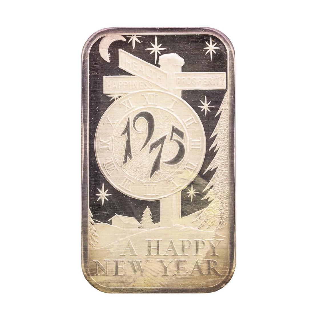 1975 Happy New Year Madison Mint 1 oz .999 Fine Silver: One 1975 Happy New Year Madison Mint 1 oz .999 Fine Silver Art Bar.