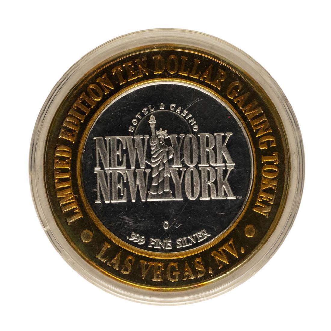 .999 Fine Silver New York New York Las Vegas, Nevada: One .999 Fine Silver New York New York Las Vegas, Nevada $10 Limited Edition Gaming Token.