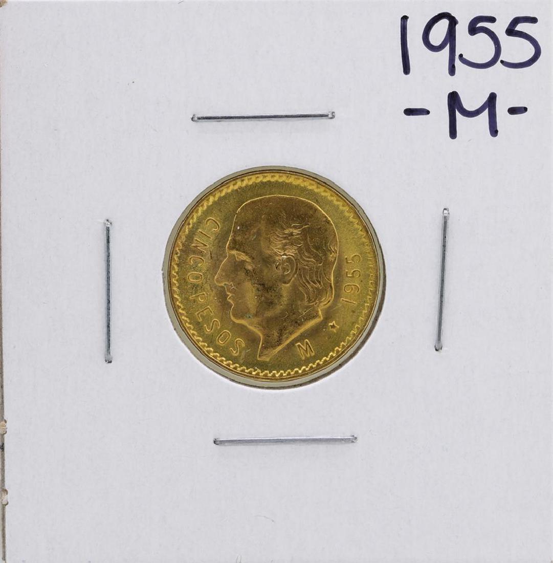 1955 Cinco Pesos Gold Coin: One 1955 Cinco Pesos Gold Coin.