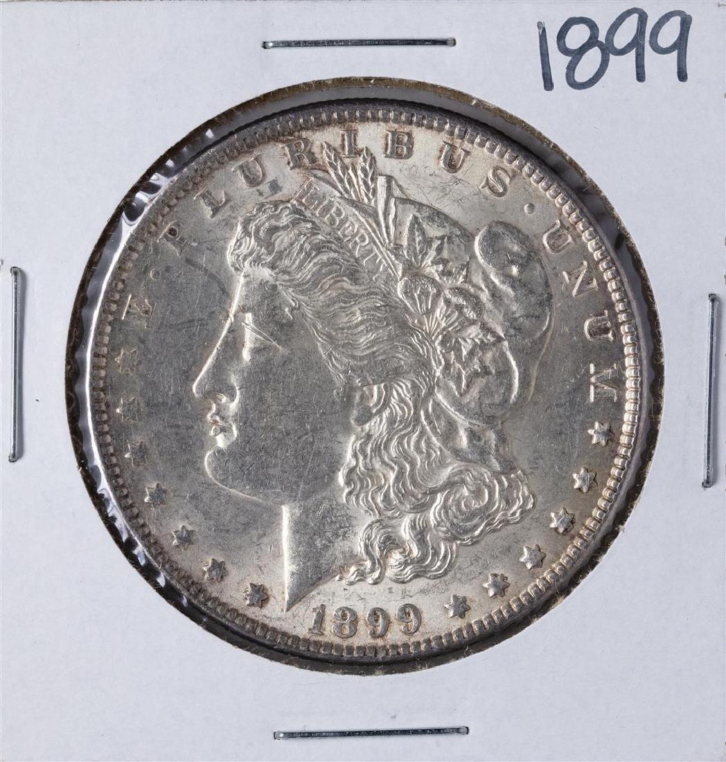 1899 $1 Morgan Silver Dollar Coin: One 1899 $1 Morgan Silver Dollar Coin.