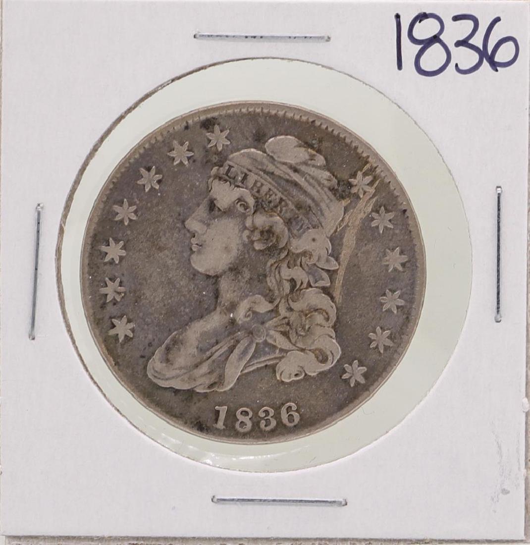 1836 Capped Bust Half Dollar Coin: One 1836 Capped Bust Half Dollar Coin.