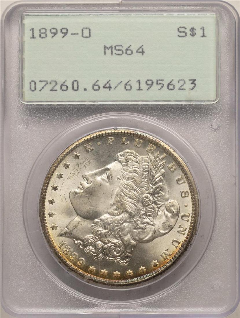 1899-O $1 Morgan Silver Dollar Coin PCGS MS64 Old Green: One 1899-O $1 Morgan Silver Dollar Coin PCGS MS64 Old Green Rattler. PCGS Graded.