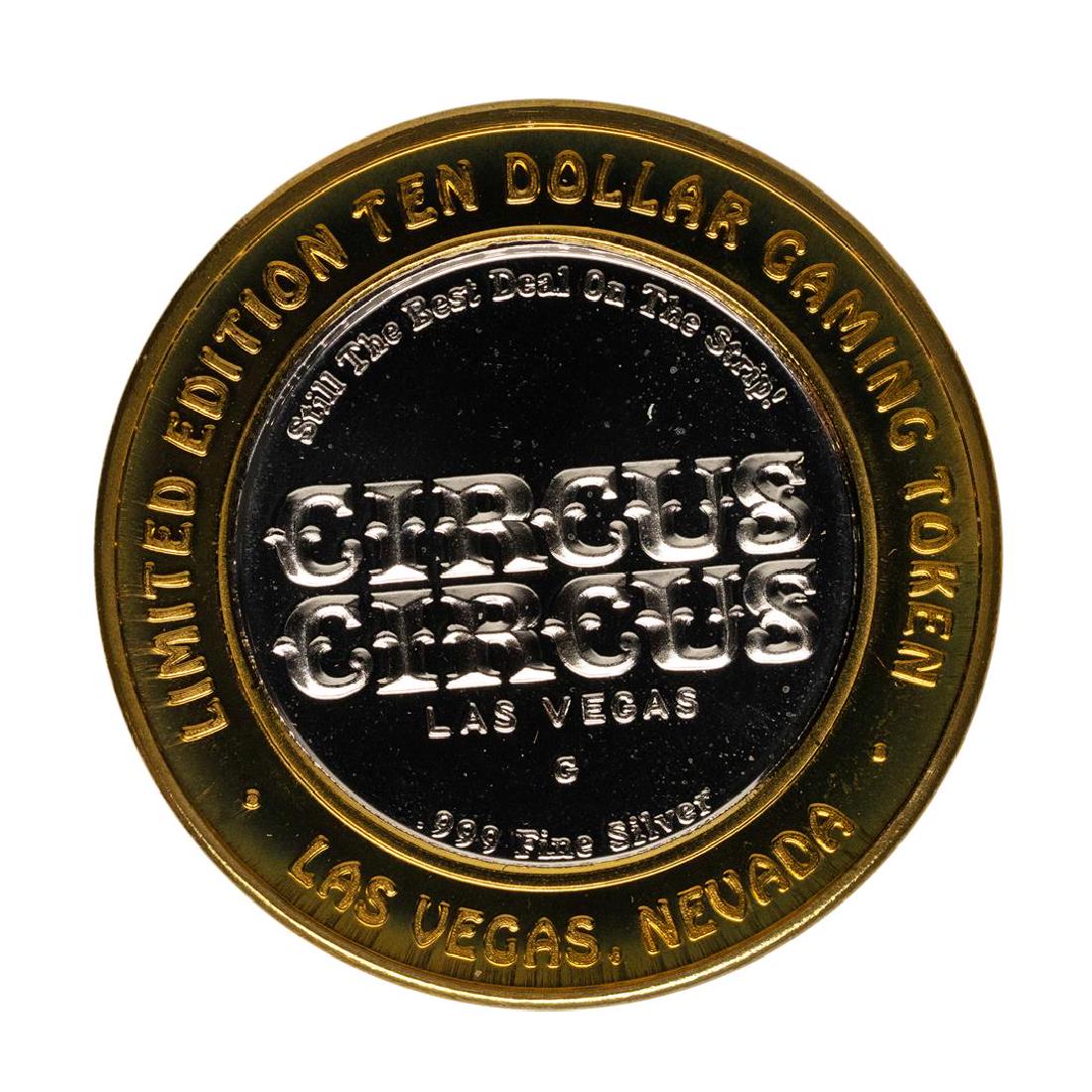 .999 Fine Silver Circus Circus Las Vegas, Nevada $10: One .999 Fine Silver Circus Circus Las Vegas, Nevada $10 Limited Edition Gaming Token.