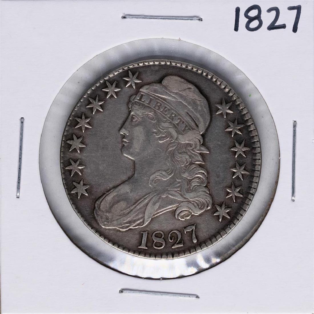 1827 Capped Bust Half Dollar Coin: One 1827 Capped Bust Half Dollar Coin.