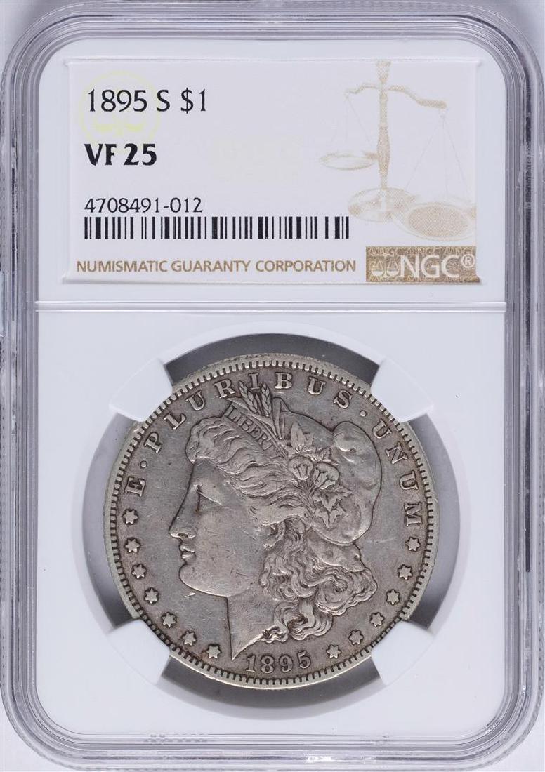 1895-S $1 Morgan Silver Dollar Coin NGC VF25: One 1895-S $1 Morgan Silver Dollar Coin NGC VF25. NGC Certified.