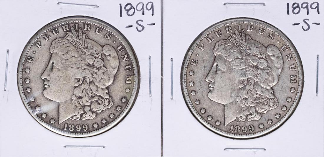 Lot of (2) 1899-S $1 Morgan Silver Dollar Coins: One Lot of (2) 1899-S $1 Morgan Silver Dollar Coins.