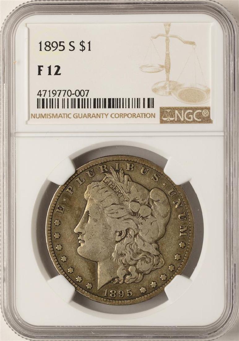 1895-S $1 Morgan Silver Dollar Coin NGC F12: One 1895-S $1 Morgan Silver Dollar Coin NGC F12. NGC Certified.
