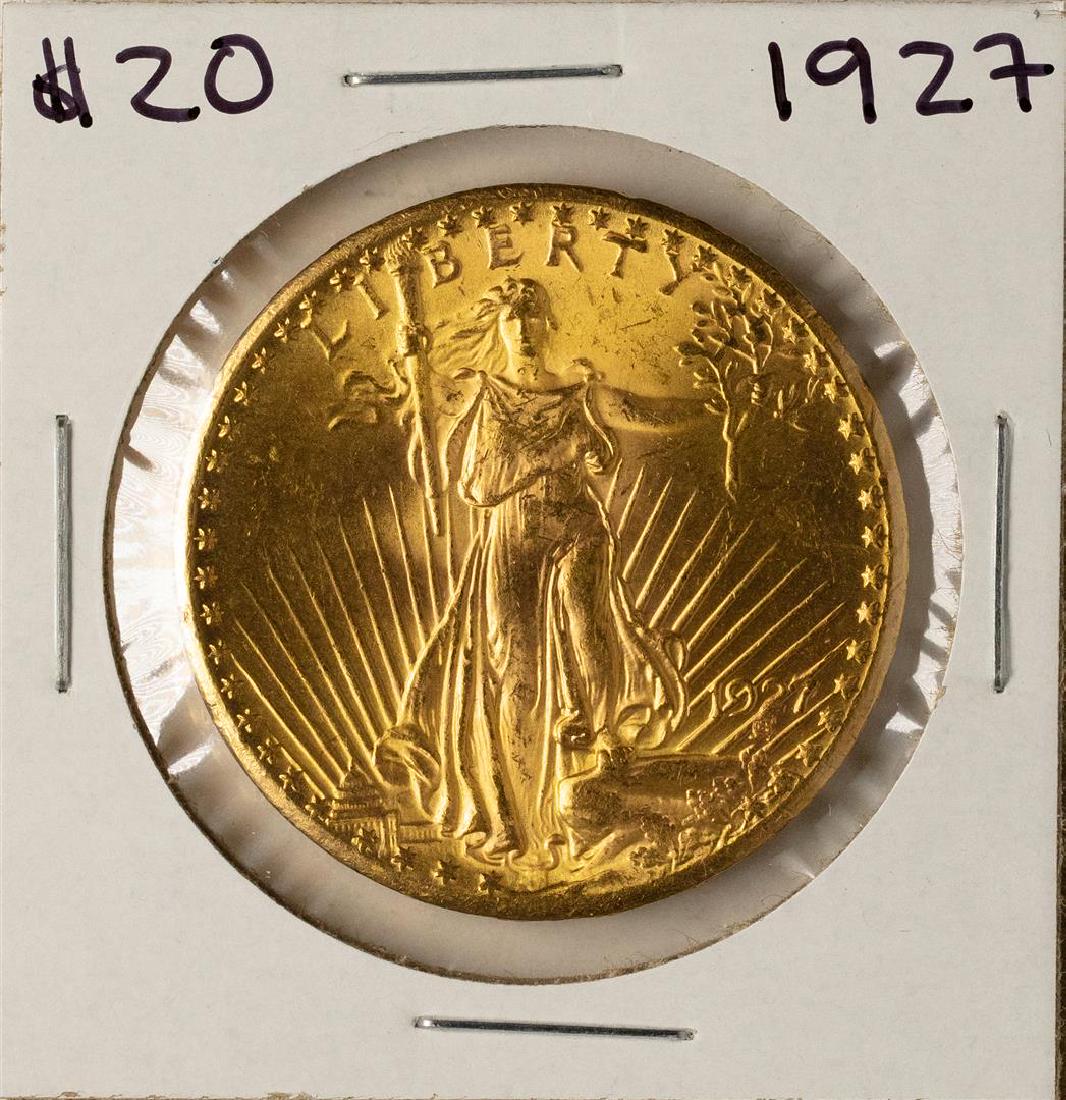 1927 $20 St. Gaudens Double Eagle Gold Coin: One 1927 $20 St. Gaudens Double Eagle Gold Coin.