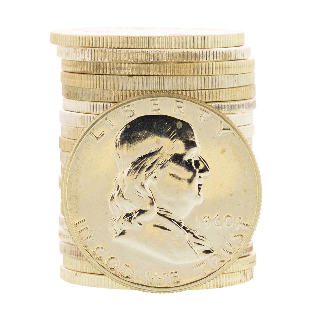 Roll of (20) Proof 1960 Franklin Half Dollar Coins: One Roll of (20) Proof 1960 Franklin Half Dollar Coins.